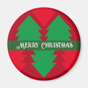 Cute Red and Green Merry Christmas Tree Holiday Magnet