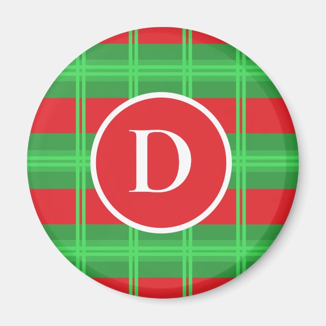 Cute Red and Green Monogram Christmas Colours` Magnet (Front)