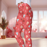 Cute Red and Pink Heart Pattern Valentine's Day Leggings<br><div class="desc">Add a burst of love to your wardrobe with these Red and Pink Heart Pattern leggings, perfect for Valentine's Day or any day you want to spread some love. Featuring a playful arrangement of pink, blue, and brown hearts on a vibrant red background, these leggings are great for expressing your...</div>