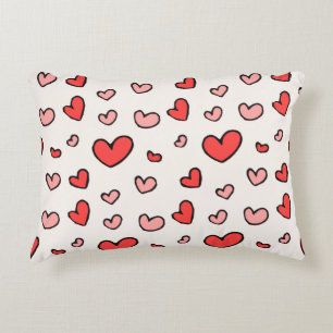 Cute Red and Pink Hearts Pattern Accent Pillow