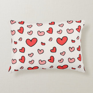 Cute Red and Pink Hearts Pattern Accent Pillow