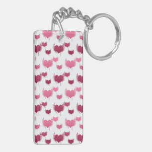 Cute Red and Pink Hearts with Wings Keychain