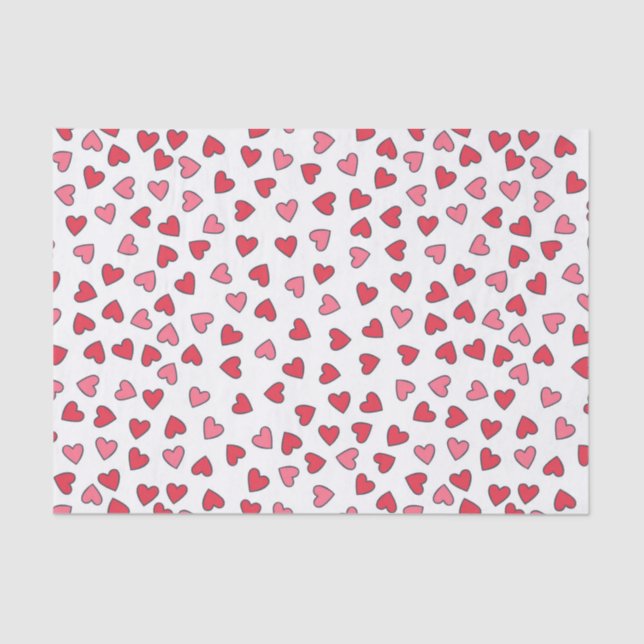 Cute Red and Pink Little Hearts Pattern  Tissue Paper (Front)