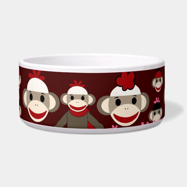 Cute Red and Pink Sock Monkeys Collage Pattern (Front)