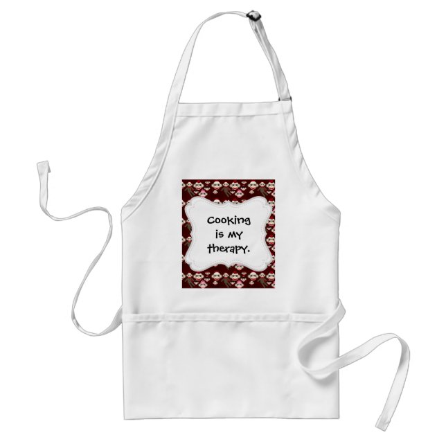 Cute Red and Pink Sock Monkeys Collage Pattern Standard Apron (Front)