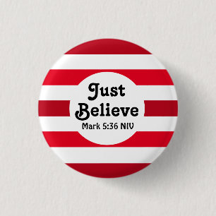 Cute Red and White Believe Festive Christmas 1 Inch Round Button