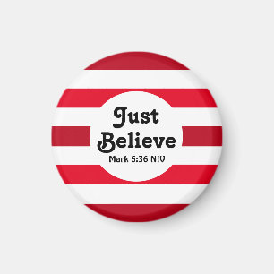 Cute Red and White Believe Festive Christmas Magnet