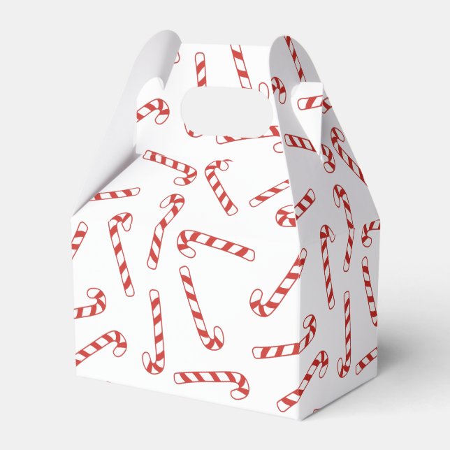 Cute Red and White Candy Cane Christmas Pattern  Favor Box (Front Side)