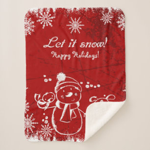 Cute Red And White Christmas Illustration Sherpa Blanket
