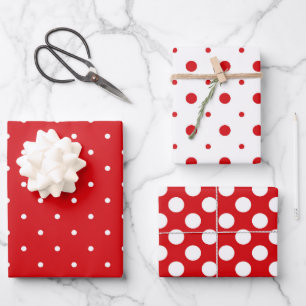 Cute Red and White Polka Dots Coordinating Wrapping Paper Sheet