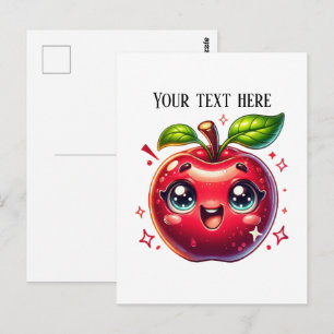 Cute red apple customizable postcard
