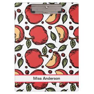Cute Red Apple Pattern Customizable Teacher's Clipboard