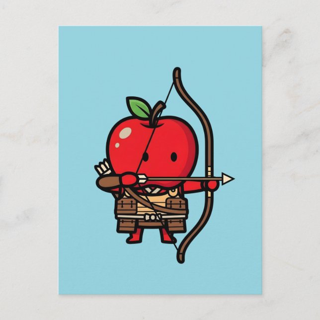 Cute Red Apple Samurai Archer Yumi Bow  Postcard (Front)