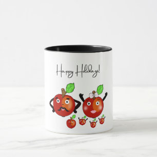 Cute red apples family mug