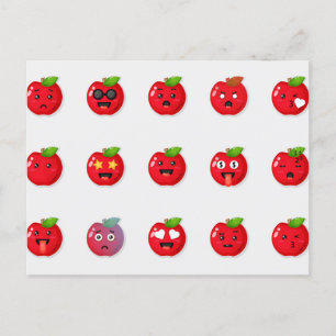 Cute Red Apples Funny Faces Postcard