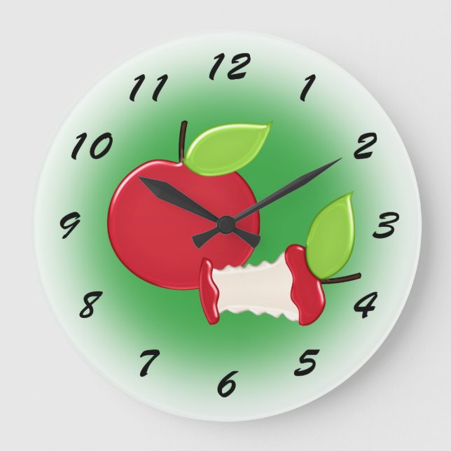 Cute Red Apples Kitchen Large Clock (Front)