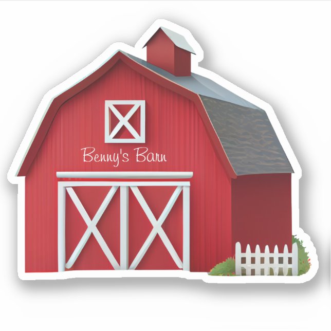 Cute Red Barn Farm Personalized Vinyl  (Front)