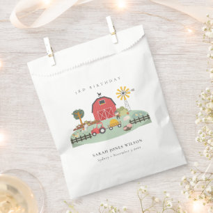 Cute Red Barnyard Farm Animal Any Age Birthday Favour Bag