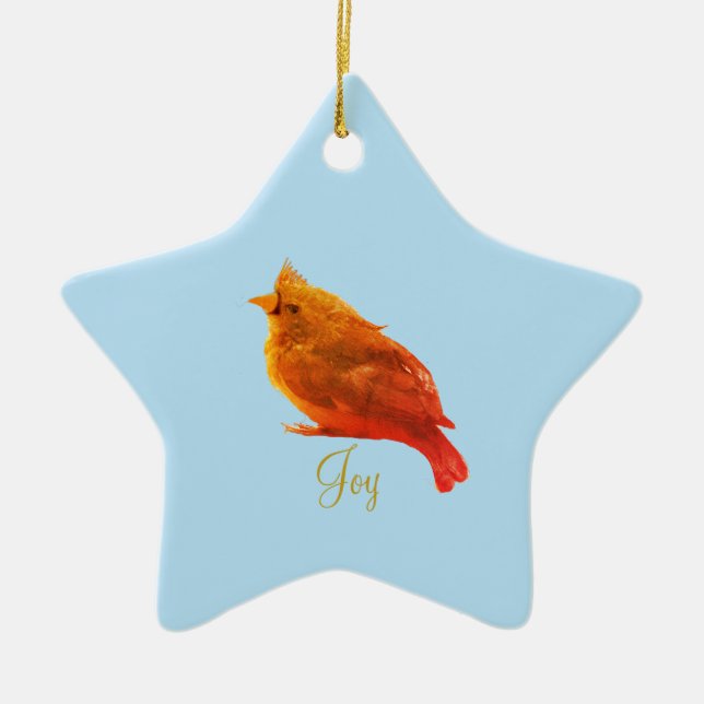 Cute Red Bird Ceramic Ornament (Front)