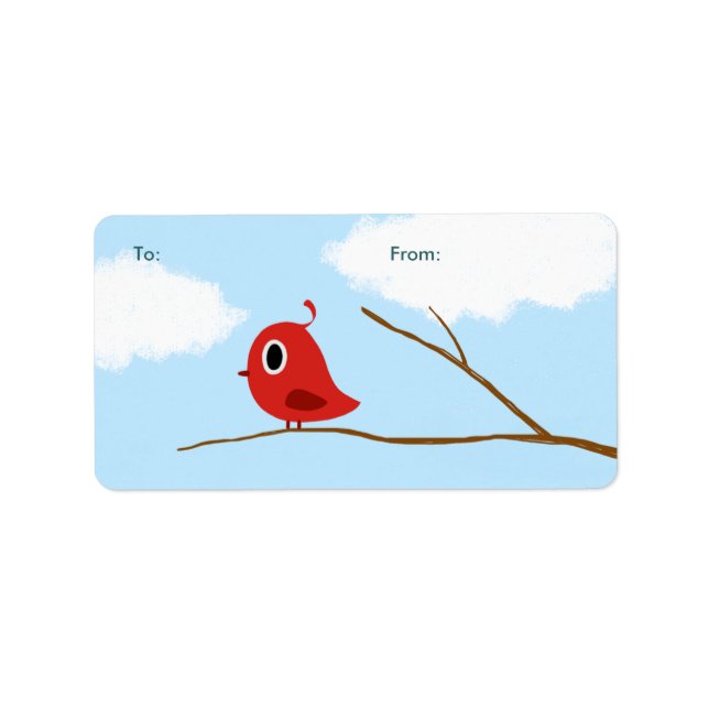 Cute Red Bird Gift Tags | Holiday Labels (Front)