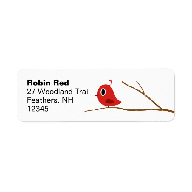 Cute Red Bird on Tree Branch Return Address Labels (Front)