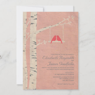 Cute Red Birds Wedding Invitations