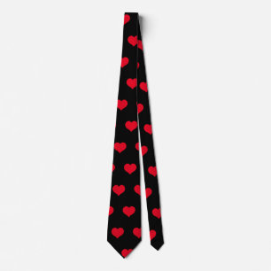 Cute Red Black Heart Valentines Day Pattern Love N Tie