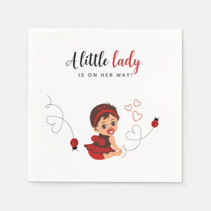 Cute Red Black Ladybug Girl Baby Shower Napkin