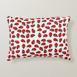 Cute Red & Black Ladybug Pattern Accent Pillow