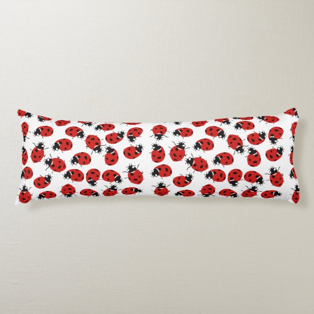 Cute Red & Black Ladybug Pattern Body Pillow (Front)