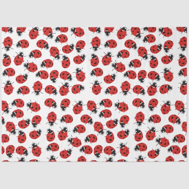 Cute Red & Black Ladybug Pattern  Tissue Paper (Front)