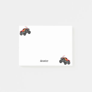 Cute Red Black Personalized Monster Truck Post-it Notes