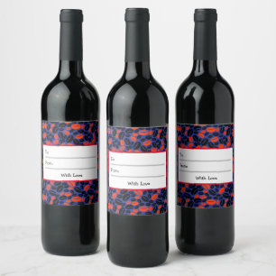 Cute Red Blue and Black Coffee Bean illustration Wine Label
