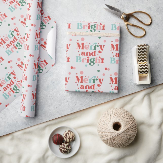 Cute Red Blue Christmas Decorations  Wrapping Paper (Crafts)