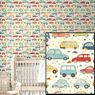 Cute Red Blue & Yellow Cars Wallpaper