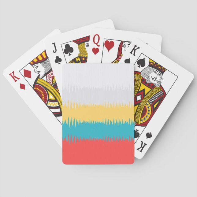 CUTE Red Blue Yellow Green Abstract Stripe Pattern Playing Cards (Back)