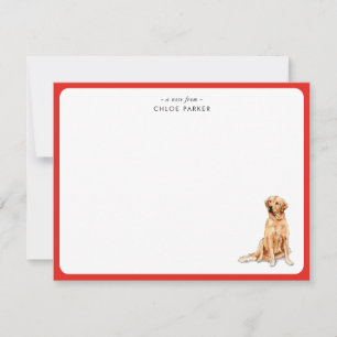 Cute Red Border Golden Retrie Christmas Thank you Card