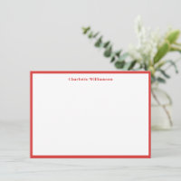 Cute Red Border Simple Personalized Stationery