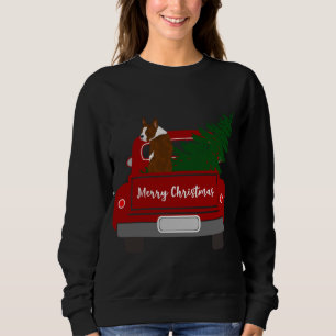 Cute Red Boston Terrier - retro Christmas Sweatshirt