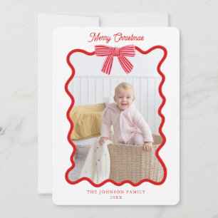 Cute Red bow Christmas Photo frame  Holiday Card