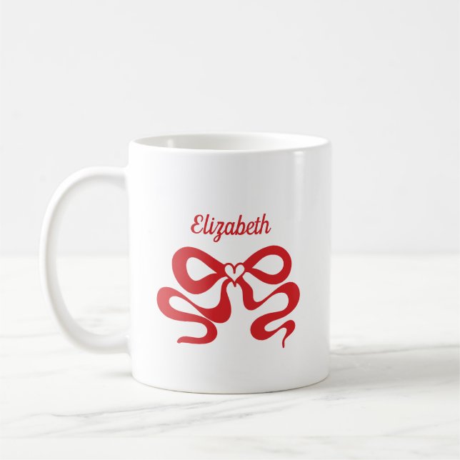  Cute Red Bow  Coffee Mug (Left)