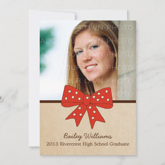 Cute Red Bow Graduation Invite (Front)