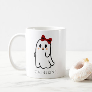 Cute Red Bow Halloween Ghost Girly Coffee Mug