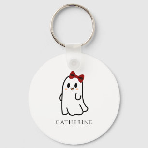 Cute Red Bow Halloween Ghost Girly  Keychain