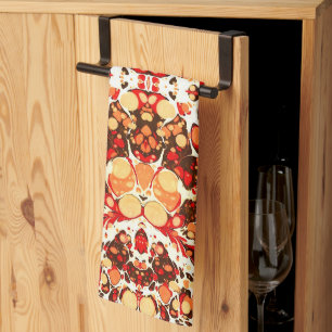 Cute red brown orange abstract stones kitchen towel