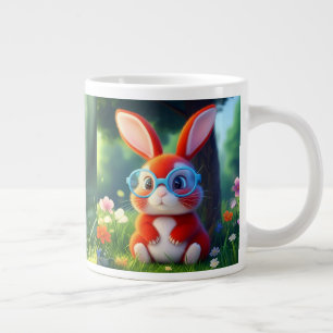 Cute Red Bunny Sitting Under Tree-75767 Large Coffee Mug