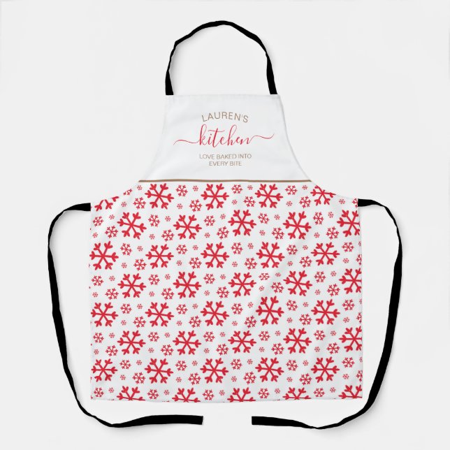 Cute Red Calligraphy Holiday Apron (Front)