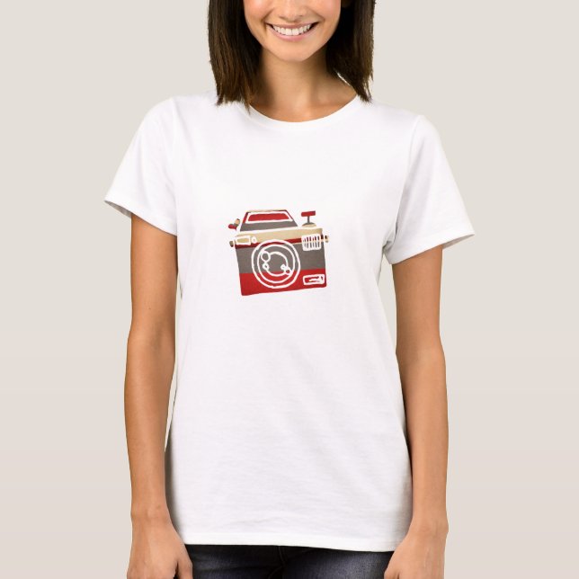 Cute Red Camera Love Heart Photography Graphic T-Shirt (Front)