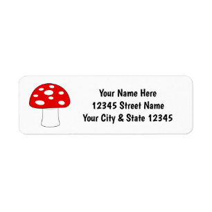 Cute red cap mushroom custom return address labels