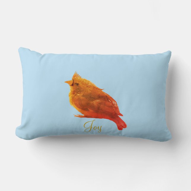 Cute Red Cardinal Bird Lumbar Pillow (Front)